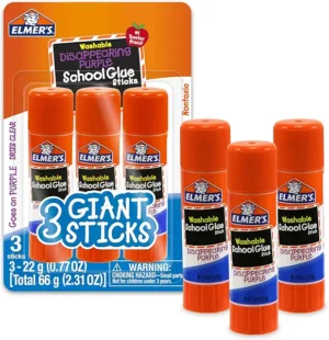 Elmer's Disappearing Purple School Glue Sticks, Washable